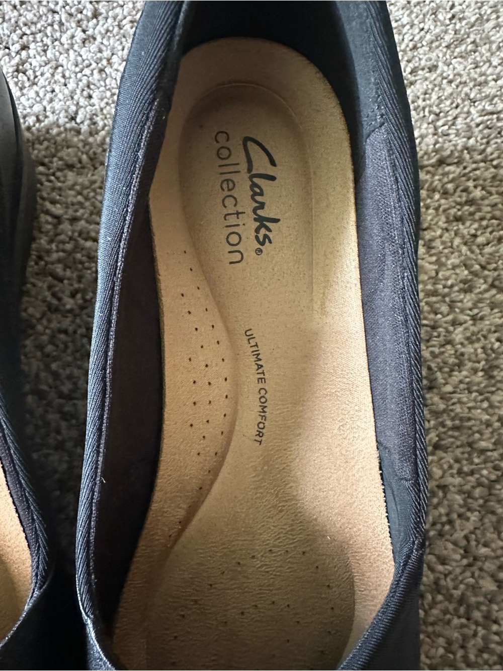 Clarks Black Slip-On Comfort Flats - Picture 5 of 9